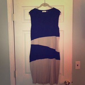 Calvin Klein sleeveless dress/black and cream